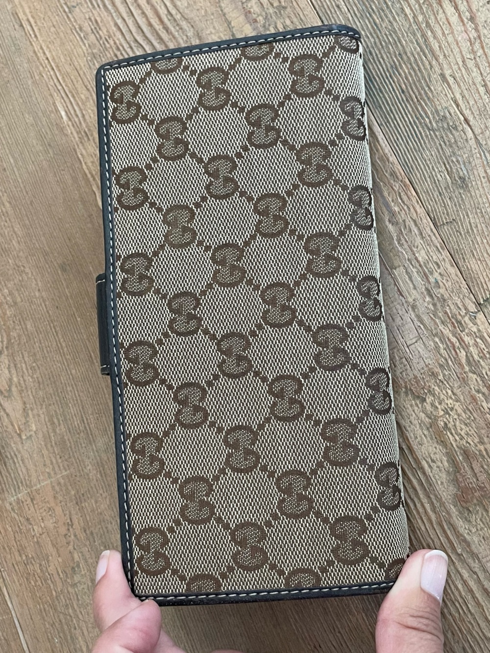 Gucci Vintage GG Canvas Continental Wallet Dark Brown Leather - Picture 3 of 15